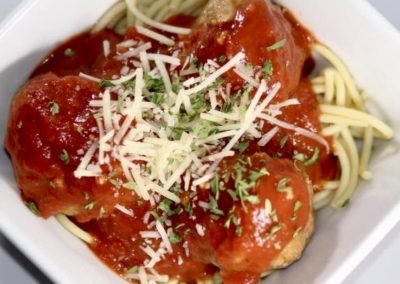 Turkey Meatballs Over Veggie Pasta Spaghetti